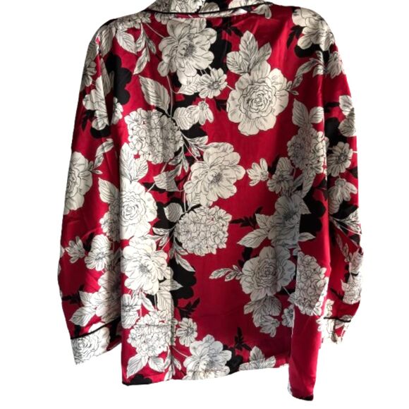 APT. 9 Woman's 1X Silky Intimates Red Black Floral Pajama Set Loungewear - Picture 4 of 10